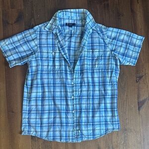 Daniel Cremieux Classics Blue & White Plaid Casual Button Down Shirt Large